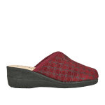 Pantoufles confort femme rouge bordeaux compenses cuir