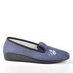 Pantoufle femme confort avec lastiques bleu marine