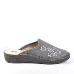 Pantoufle femme confort gris cuir