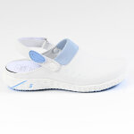 Sabots de travail femme dany ob safety jogger blanc et bleu cuir