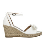 Sandales compenses femme blanc  noeud vice versa cuir
