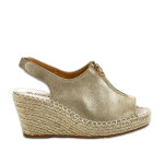 Sandales compenses femme dor avec fermeture clair vice versa cuir