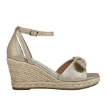 Sandales compenses femme dor  noeud vice versa cuir