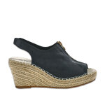 Sandales compenses femme noir avec fermeture clair vice versa cuir