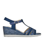 Sandales compenses femme scalina bleu marine cuir