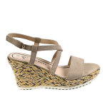Sandales compenses femme vice versa semelle crante beige cuir