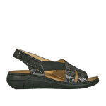 Sandales confort femme cuir noir et argent real footwear cuir