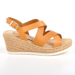 Sandales femme compenses vice versa camel cuir