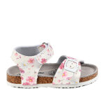 Sandales fille blanc  fleurs girl time cuir
