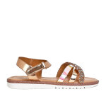 Sandales fille rose gold  strass girl time
