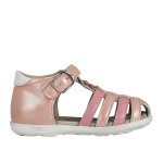 Sandales bb fille rose  fleurs kokin cuir