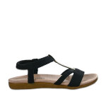 Sandales / nu - pieds plat femme noir et bride dore vice versa