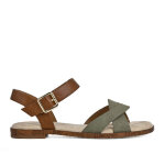 Sandales plates femme bicolores kaki vice versa