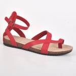 Sandales plates femme rouge bague orteil vice versa cuir