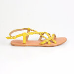 Sandales plates femme tipo alto jaune tress cuir