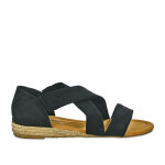 Sandales plates nu - pieds femme  larges lanire lastiques tamiko noir