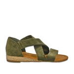 Sandales plates femme en sudine vert kaki sealine