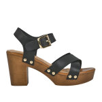 Sandales sabots  talon femme noir clous mascara cuir