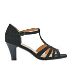 Sandales saloms  talons femme noir mascara cuir