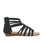 Sandales spartiates femme noir talon compens vice versa