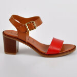 Sandales  talons femme agora rouge et marron cuir