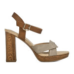 Sandales femme gris talon effet bois mascara cuir