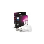 2 ampoules connect�es dimmables a60 ip20 e27 1100lm 11w philips hue