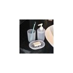 3 accessoires salle de bains distributeur savon, porte savon et gobelet en plastique transparent, glomma ...