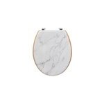 Abattant wc coloris effet marbre blanc et lunette effet bois � fermeture standard, 5five l�a