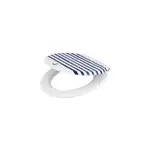 Abattant wc goodhome pilica coloris blanc et bleu en bois avec frein de chute