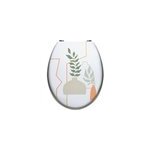 Abattant wc  motif style bohme abstrait, vert et terracotta, msv kenzi
