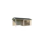 Abri / studio de jardin palmako amanda bois naturel p. 44 mm surface totale 14, 2m + pergola 9, 9m ...