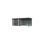 Abri de jardin bois white wood olivia avec pergola peint gris ep. 19 mm surface ext�rieure totale 12m� ...