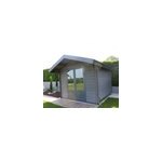 Abri de jardin green outside en composite gris double pente surface totale 13m� + kit anti - temp�te