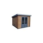 Abri de jardin green outside en composite marron monopente surface totale 10m² + kit anti - tempête Abri de jardin green outside en composite marron monopente surface totale 10m² + kit anti - tempête