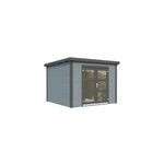 Abri de jardin white wood lya  ; 1 ; en bois peint gris anthracite p. 28mm surface totale 9, 1m + pergola ...