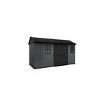 Abri de jardin newton plus 1375 keter l413 x p230 x h246 cm 9, 5 m coloris gris anthracite