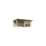 Abri / studio de jardin palmako andra bois naturel p. 44 mm surface totale 16, 1m + pergola 12, 6m ...