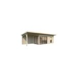 Abri / studio de jardin palmako andra bois naturel p. 44 mm surface totale 24, 8m + pergola 12, 6m ...