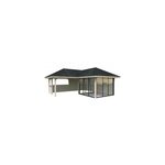 Abri de jardin palmako bianca 210 bois �p. 28 mm avec pergola 27, 6m� surface ext�rieure totale 48m�