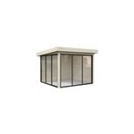 Abri / studio de jardin palmako lenna  ; set 401 ; bois naturel p. 28 mm surface totale 14, 7m