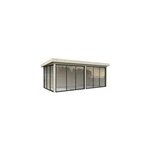 Abri / studio de jardin palmako lenna  ; set 402 ; bois naturel p. 28 mm surface totale 21, 3m
