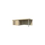 Abri de jardin + pergola lindo 2 xl en bois coloris naturel p. 28 mm surface extrieure 16, 97 + 16, ...
