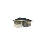 Abri / studio de jardin palmako bianca  ; set 207 ; bois naturel p. 28 mm surface totale 12, 9m + pergola ...