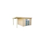 Abri de jardin + pergola skara en bois coloris naturel p. 28 mm surface extrieure 10, 65 + 5, 51 m ...