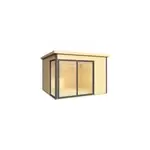 Abri de jardin + plancher domeo 1 plus en bois coloris naturel p. 44 mm surface extrieure 8, 48 m