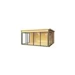 Abri de jardin + plancher domeo 5 plus en bois coloris naturel �p. 44 mm surface ext�rieure 17, 5 m�