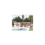 Abri de jardin / poolhouse design bois douglas p. 55 mm 12m + pergola 15m