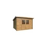 Abri de jardin white wood lola  ; 1 ; bois trait autoclave marron p. 28mm surface totale 10, 2m