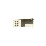 Abri de jardin white wood olivia en bois �p. 19mm avec pergola surface ext�rieure totale 12m�